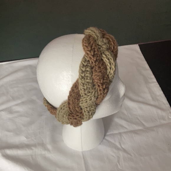 Hand crochet headband color medium brown and light brown - Picture 2 of 2